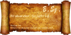 Brabander Szigfrid névjegykártya